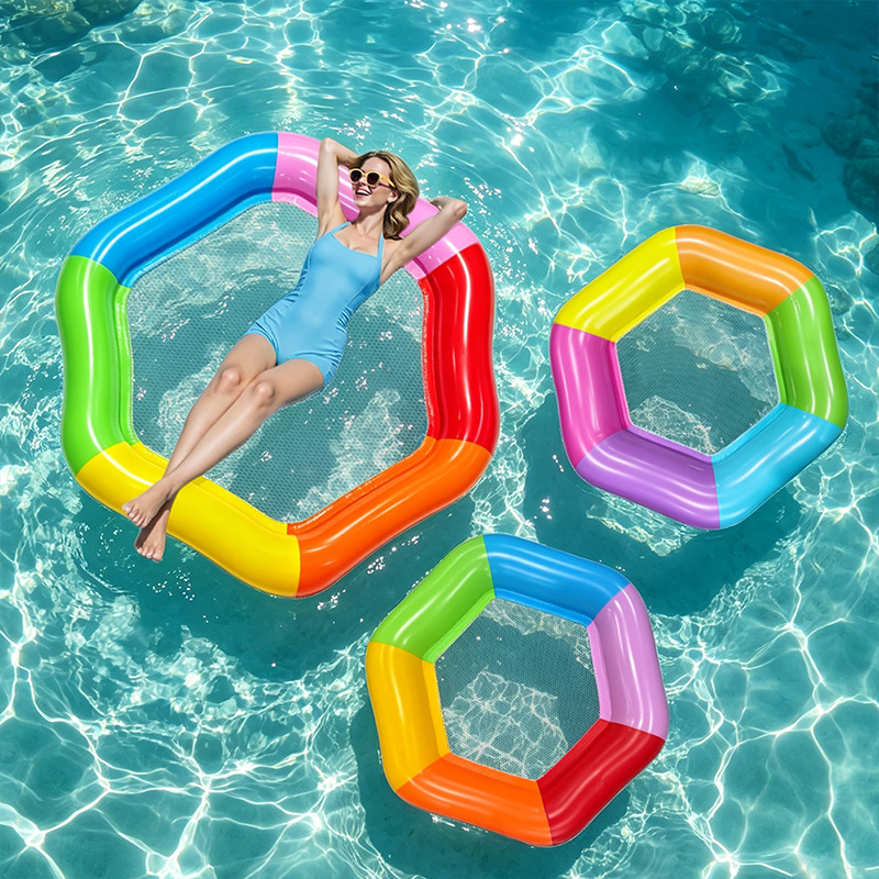 Pool Lounger Inflatable - Nuovo materassino gonfiabile esagonale colorato in