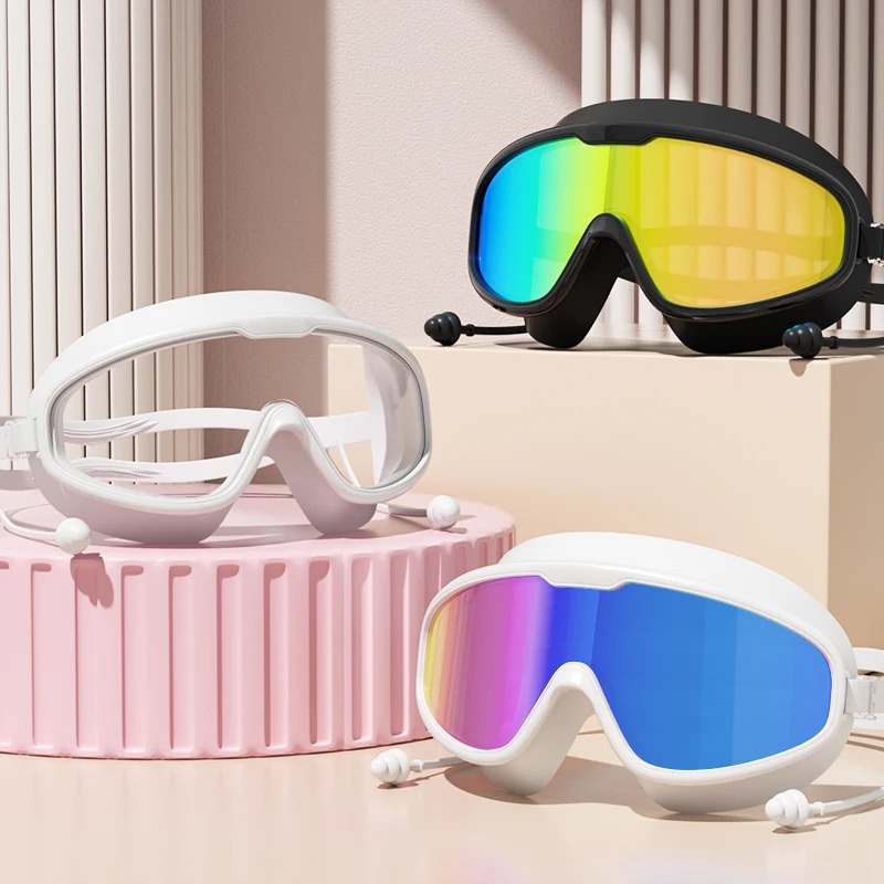 Swim Goggles Anti Fog Uv - Occhialini da Nuoto con Montatura Grande,
