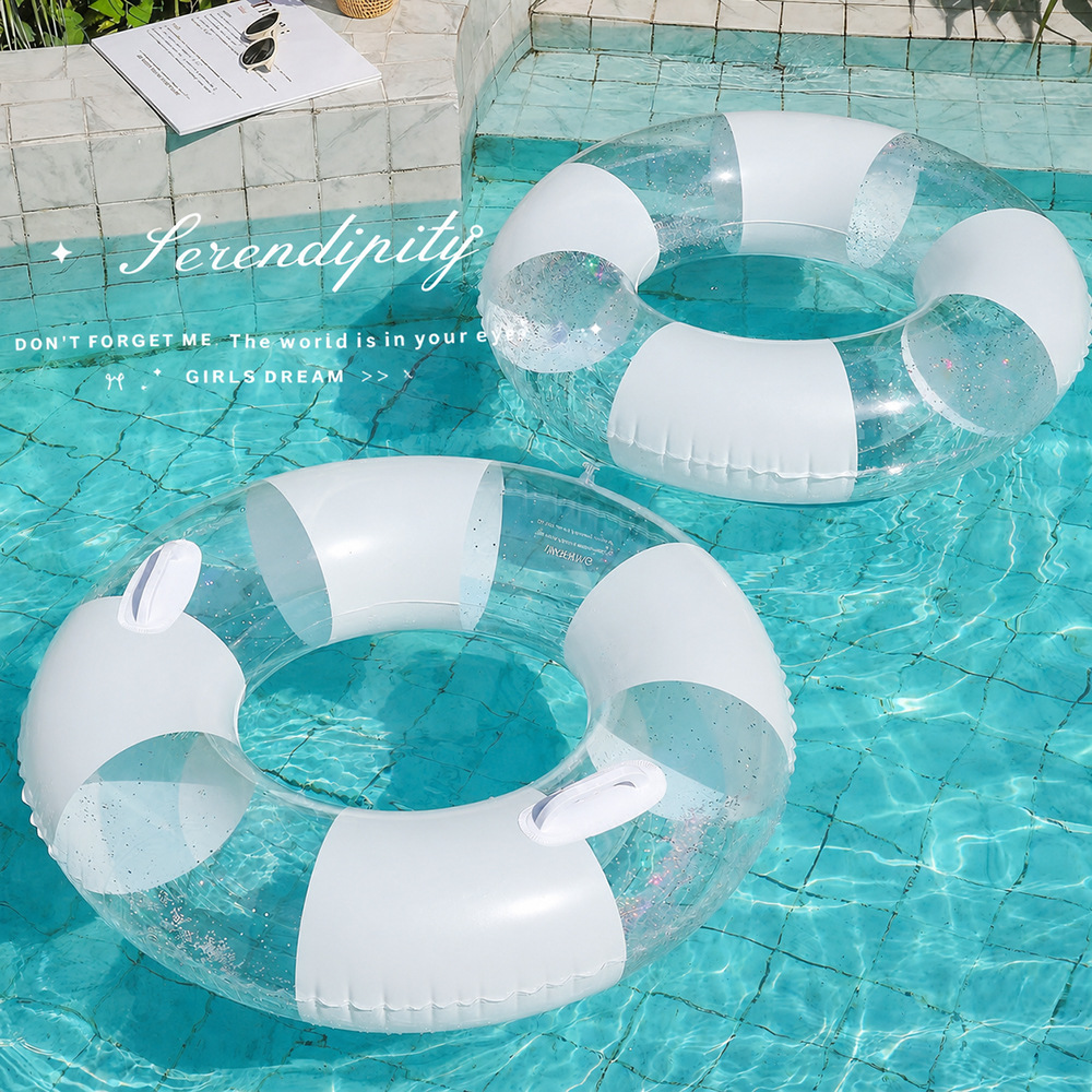 Pool Lounger Inflatable - Anello Galleggiante Trasparente per Adulti, Gonfiabile